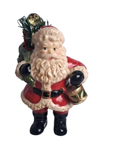 De colección. Estatuilla de 5" de cuerno saco de tambor de porcelana brillante de cerámica de Papá Noel - Imagen 1 de 7