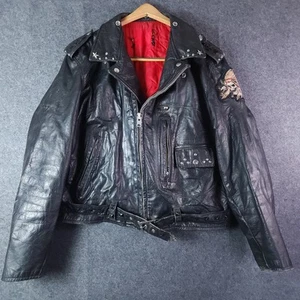 Chaqueta de Motociclista Vintage Años 60 70 Sears Tienda de Cuero Talla 41 D Bolsillo TROZADA **LEER - Imagen 1 de 20