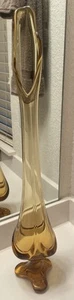 Vase Viking Swung Glass Amber Vintage Mcm Drape 3 Toe Stretched 24.5” - Picture 1 of 7