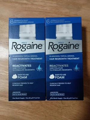 2 Men's Rogaine 5% Minoxidil Foam 1-Month Supply - Expires End of 2026 !! - Image 1 of 4