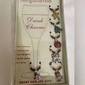 Living Quarters Wine Glass Drink Charms Set of 6 Great Gift! New Old Stock. Chri - Picture 1 of 2