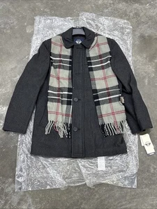 DOCKERS Weston Wool Blend Coat w/ Scarf Adult Small Black Topcoat Pea $180 - Picture 1 of 6