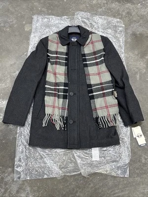 DOCKERS Weston Wool Blend Coat w/ Scarf Adult Small Black Topcoat Pea $180 - Image 1 of 4