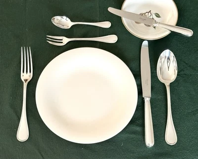 JUEGO DE CUBIERTOS CHAPADOS EN PLATA CHRISTOFLE ALBI 73 PIEZAS PARA 12 PERSONAS Foto 1 de 4