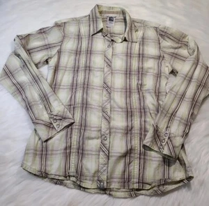 The North Face womens shirt button up long sleeve green plaid size Large  - Picture 1 of 8