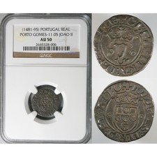 Ek // 20 Reis Vintem Silver Portugal Monarchy 1481-1485 Joao II : AU50