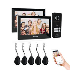 TMEZON MZ-IP-V726TW 7" Videocitofono Touchscreen con Unità Esterna + 5 Keycard - Nero