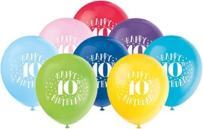 Unique Fun Happy 10th Birthday Party Balloons, 8 Ct. - image 1 of 2