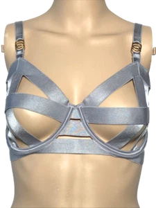 VICTORIA'S SECRET VERY SEXY UNLINED STRAPPY BALCONET BRA BLACK SILVER RED NWT - Picture 1 of 7