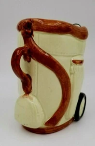 Vintage Ceramic Golf Bag Vase Planter Pencil Holder Green Brown Glazed 6" - Picture 1 of 9