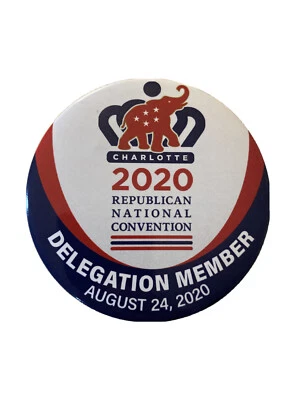 2020 Republican National Convention Donald Trump 3" Button Delegation Member Pin - Image 1 of 4