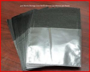 New 50 Pk Refill Sleeves for DVD Blu-Ray Movie Storage case replacement Black - Picture 1 of 3