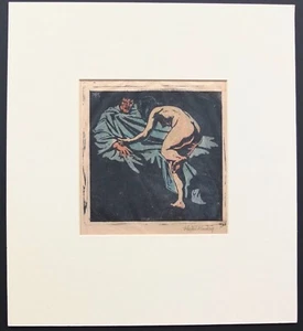 Haydn Reynolds Mackey "The Advance" Circa 1925 Signed Hand Colored Lino Cut - Picture 1 of 7