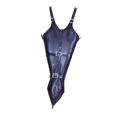 Faux Leather Single Glove Over Shoulder Bondage Arm Binder Monoglove Zip Style - Image 1 of 4
