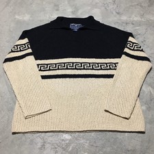 90s VTG POLO SPORT RALPH LAUREN SPORTSMAN Cowichan Silk Linen Collar Sweater XL