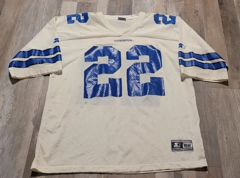 Vintage 90s Starter Dallas Cowboys Emmitt Smith 22 Jersey XL 52 White Mens Cover