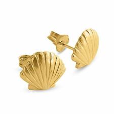 Azaggi Gold Plated Sea Scallop Seashell Clam Shell Shellfish Stud Earrings