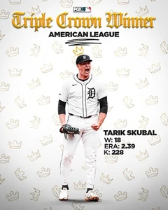 8x10 Photo TARIK SKUBAL Detroit Tigers 2024 Cy Young Pitcher triple crown - Picture 1 of 1