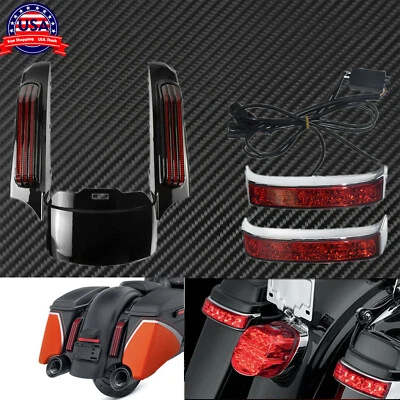 Rear Fender Extension LED Light+Saddlebag Tail Light Fit For Touring 2014-up - Imagen 1 de 4