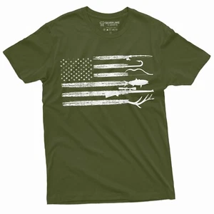 Camicia da pesca uomo caccia bandiera USA natura camicia mimetica padre papà papà idea regalo - Foto 1 di 9