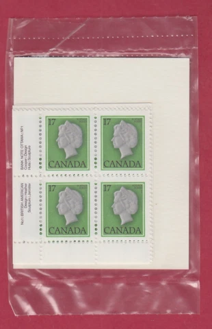 CANADA SEALED PLATE BLOCKS 789 PL1 1st CLASS DEFINITIVES, QUEEN ELIZABETH II Cover