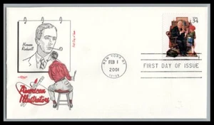 US FDC # 3502r 34c American Illustrators, N. Rockwell Artmaster 2001, 9p3422 - Picture 1 of 1