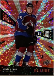 2020 UD Allure #GE-20 Bowen Byram Rookie Grand Entrance Red Rainbow Avalanche