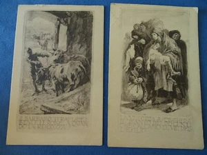 GRANDE GUERRA-DUE CARTOLINE ILLUSTRATE DA MAZZONI-PROPAGANDA ANTIAUSTRIACA - Picture 1 of 2