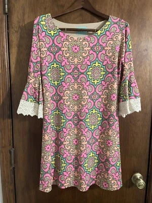 Vestido Vaina Anthropologie Judith March Forrado Campana Manga Crochet Rosa Retro M Foto 1 de 3