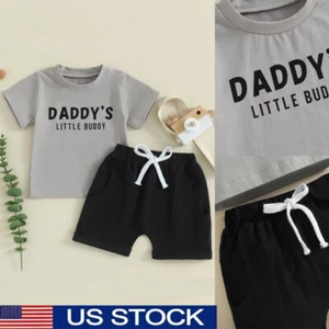 Toddler Infant Baby Boy Summer Clothes Outfit Short Sleeve Letter T-Shirt Shorts - Picture 1 of 11