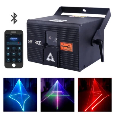 iOS Android App 5W RGB iLDA DMX DJ Show Stage Animation Projector La ser Lights - Image 1 of 4