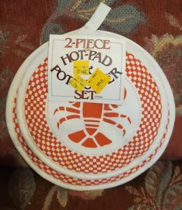 Juego de portavasos de colección nuevo con etiquetas almohadilla caliente con motivo a cuadros de langosta - Imagen 1 de 4