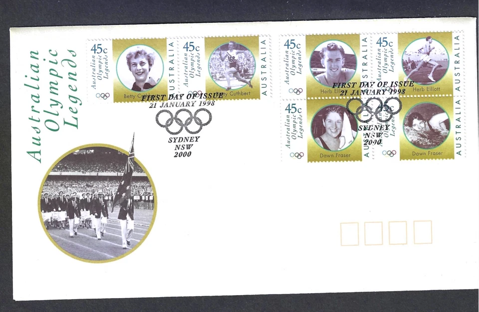 LENDAS OLÍMPICAS AUSTRALIANAS FDC SYDNEY, NSW 21-1998 - Imagem 1 de 1