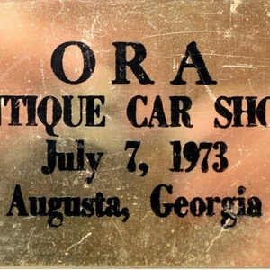 1973 ORA Antique Car Show Club Augusta Richmond County Georgia Plaque - Picture 1 of 3