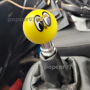 Yellow MOONEYES Round Ball Manual Car Gear Shift Knob Stick Shifter Universal - Picture 1 of 3