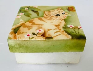 Capiz Shell 3x3” Kitten Trinket Box Philippines - Picture 1 of 10