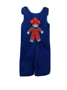 Vintage 70er Jahre Kleinkind Jungen 2T The Frog Pond Clown Applikation Overalls Cordblau - Bild 1 von 10