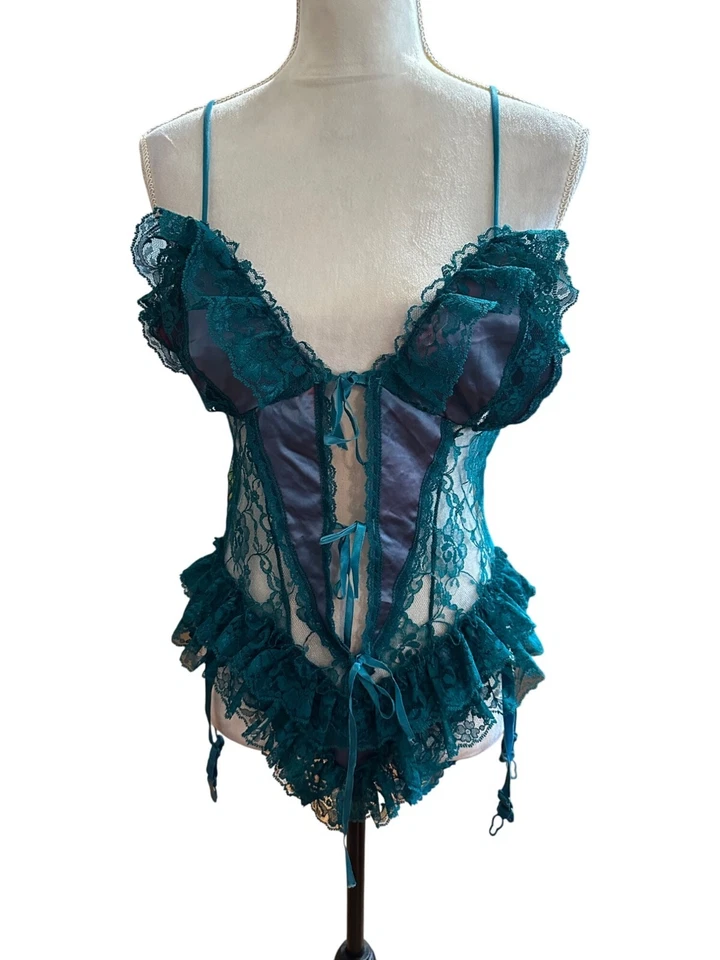 Lencería Frederick's of Hollywood busto hendidura encaje sin entrepierna busto peluche talla lencería Foto 1 de 4