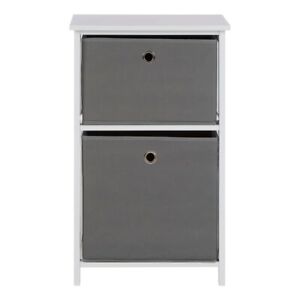 Lindo 2 Grey Fabric Drawers Cabinet Slim Line Design Metal-trimmed Opening