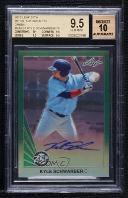 2015 Leaf 25th Baseball Metal Green /10 Kyle Schwarber BGS 9.5 GEM ESTADO PERFEITO Automático - Imagem 1 de 2