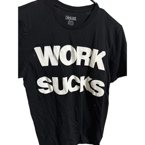 2024 BLINK 182 SHIRT WORK SUCKS WORLD TOUR CONCERT BLACK ONE MORE TIME FLAW - Picture 1 of 3