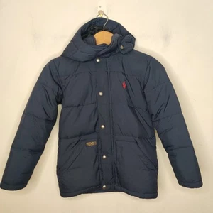 Polo Ralph Lauren Boys Puffer Coat Hooded 8 Small Youth Boys Navy Blue - Picture 1 of 10