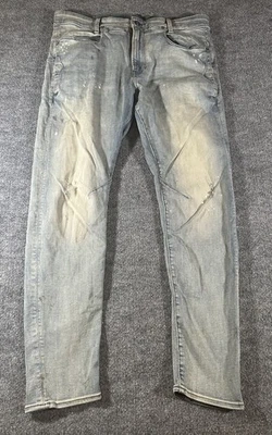 Jeans G Star Raw masculino 34x30 D Staq 3D slim azul pintura desgastada respingo novo sem etiquetas - Imagem 1 de 4