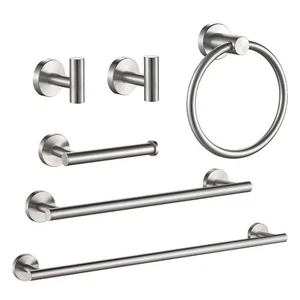 Bathroom Hardware Set 6-Pieces Towel Bar Towel Ring Robe Hook Toilet Paper Hold - Picture 1 of 1