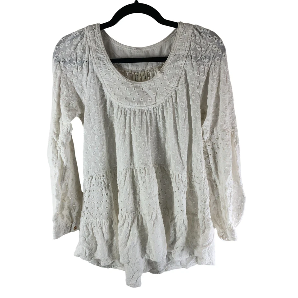 Blusa Campesina Meadow Rue Anthropologie Ojales Niveles Pradera Núcleo Blanca XS Foto 1 de 4