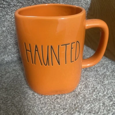 Rae Dunn "HAUNTED" Coffee Mug ORANGE HALLOWEEN 🎃  👻  - Image 1 of 2