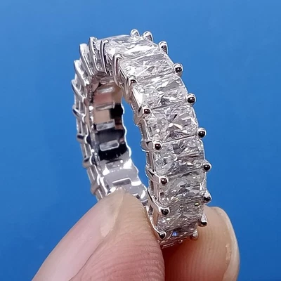 6.5ctw Radiant Cut Moissanite Bridal Wedding Eternity Band 14K White Gold Plated - Image 1 of 4