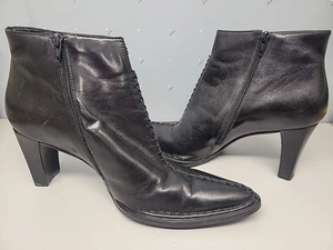 Bottines noires Franco Sarto fermeture éclair latérale cuir talon bloc 8M - Photo 1/5