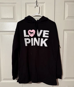 Victoria's Secret ROSA Originales Sólido Negro Amor Rosa Sudadera con Capucha ~ PEQUEÑA ~ ¡NUEVA! - Imagen 1 de 4