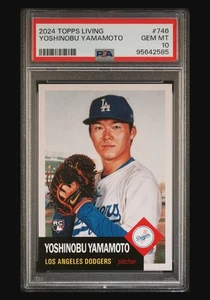 2024 Topps Living #746 Yoshinobu Yamamoto Dodgers RC Rookie PSA 10 GEM MINT 5A - Picture 1 of 2